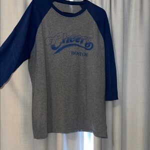 Cheers Boston Raglan Shirt - Gray and Blue